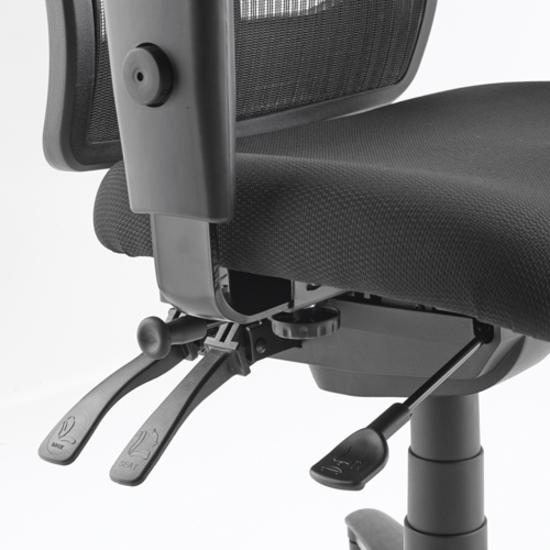 Lorell Ergomesh Swivel Mesh Mid-back Office Chair - Black Fabric Seat - Black Back - Black Frame - 5-star Base - Black - 1 Each. Picture 14