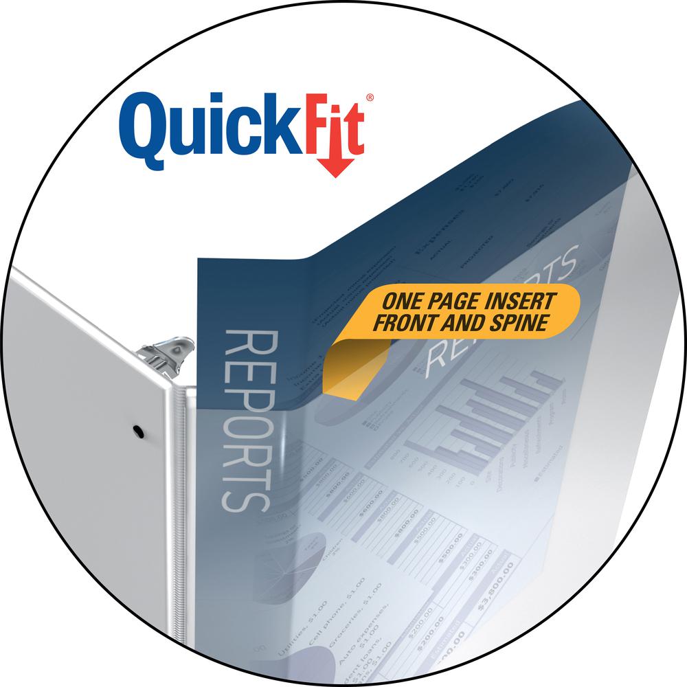 QuickFit Round Ring Deluxe Letter Spreadsheet Binder - 1" Binder Capacity - Letter - 8 1/2" x 11" Sheet Size - Round Ring Fastener(s) - 2 Internal Pocket(s) - Polypropylene - White - Recycled - Spine . Picture 3