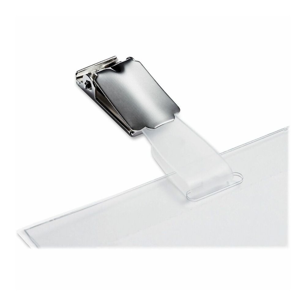 DURABLE Rotating Strap Clip ID Card Holder - Support 2.13" x 3.35" Media - 2.1" Height x 3.3" Width - Acrylic - Transparent - 25 / Box. Picture 10