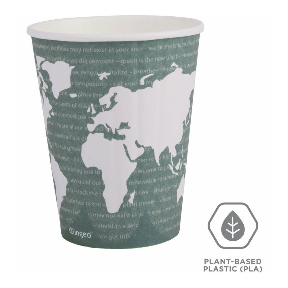 Eco-Products 12 oz World Art Insulated Hot Beverage Cups - 12 fl oz - Green - Hot Drink - No - 600 / Carton. Picture 18