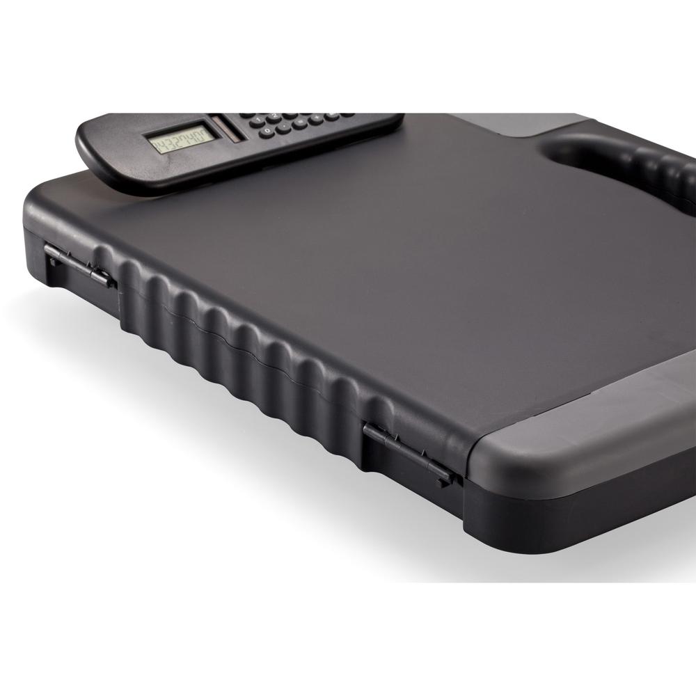 Officemate Portable Storage Clipboard with Calculator - Heavy Duty - Plastic - Charcoal Black - 1 Each. Picture 7
