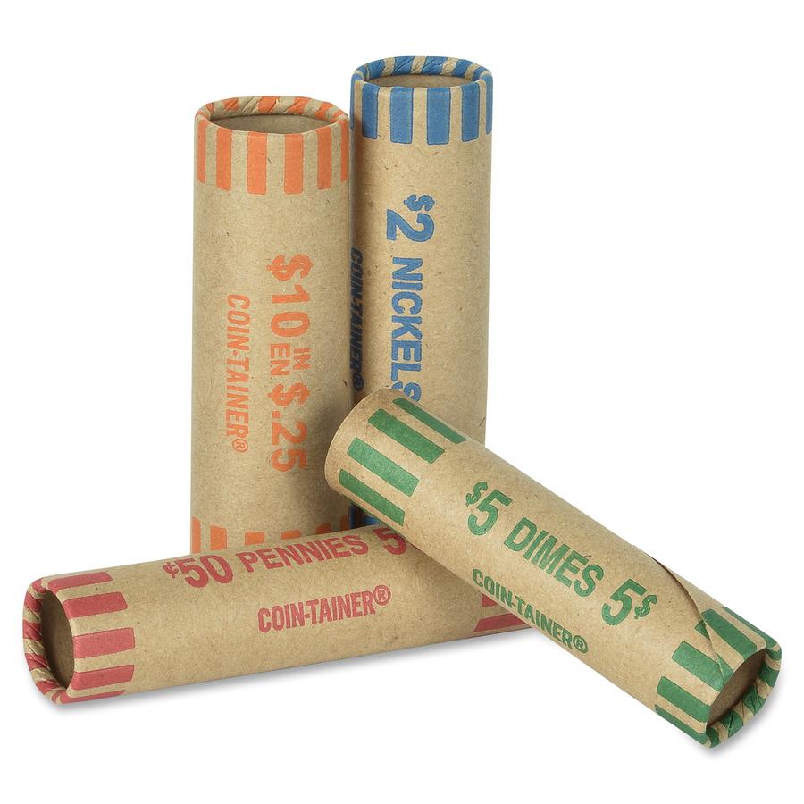 PAP-R Tubular Coin Wrappers - Total $0.50 in 50 Coins of 1¢ Denomination - Heavy Duty, Burst Resistant - Kraft - Red - 1000 / Box. Picture 3
