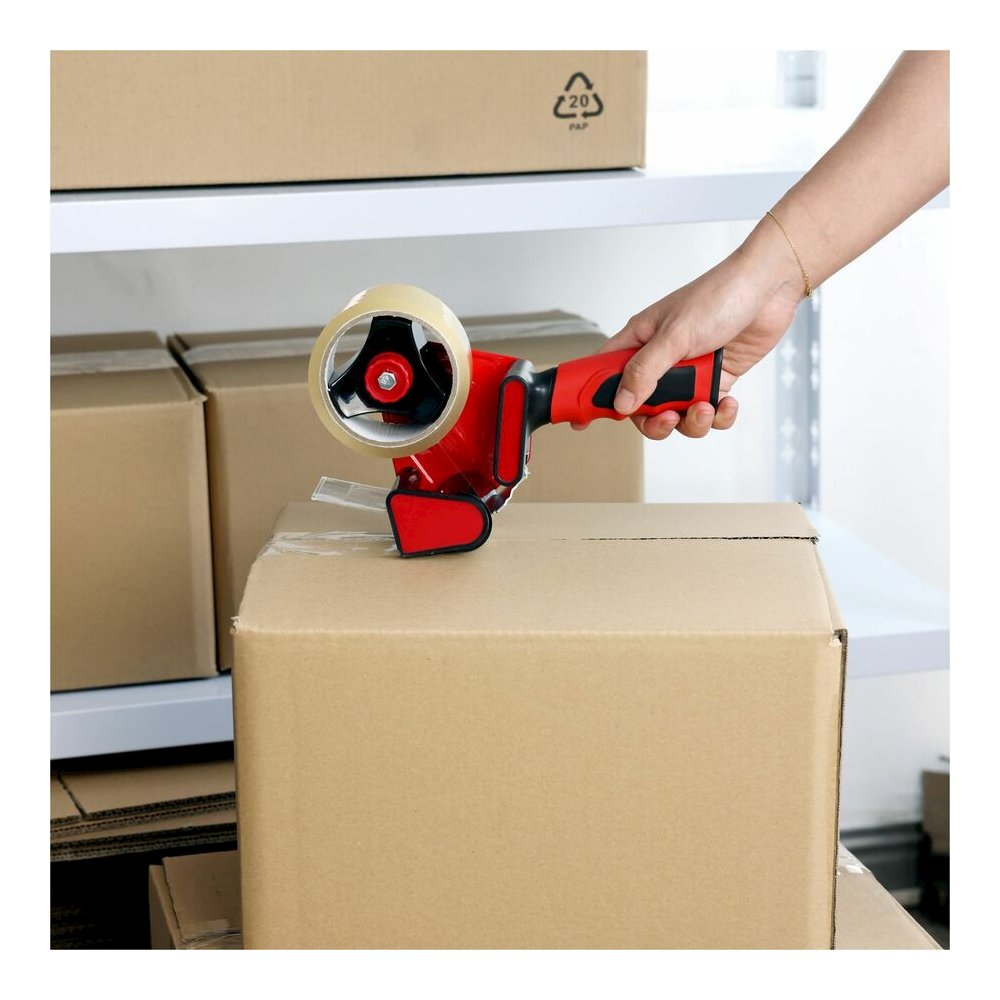 Sparco Handheld Tape Dispenser - 3" Core - Refillable - Ergonomic Design, Adjustable Tension Mechanism, Durable - Red, Black - 1 Each. Picture 16