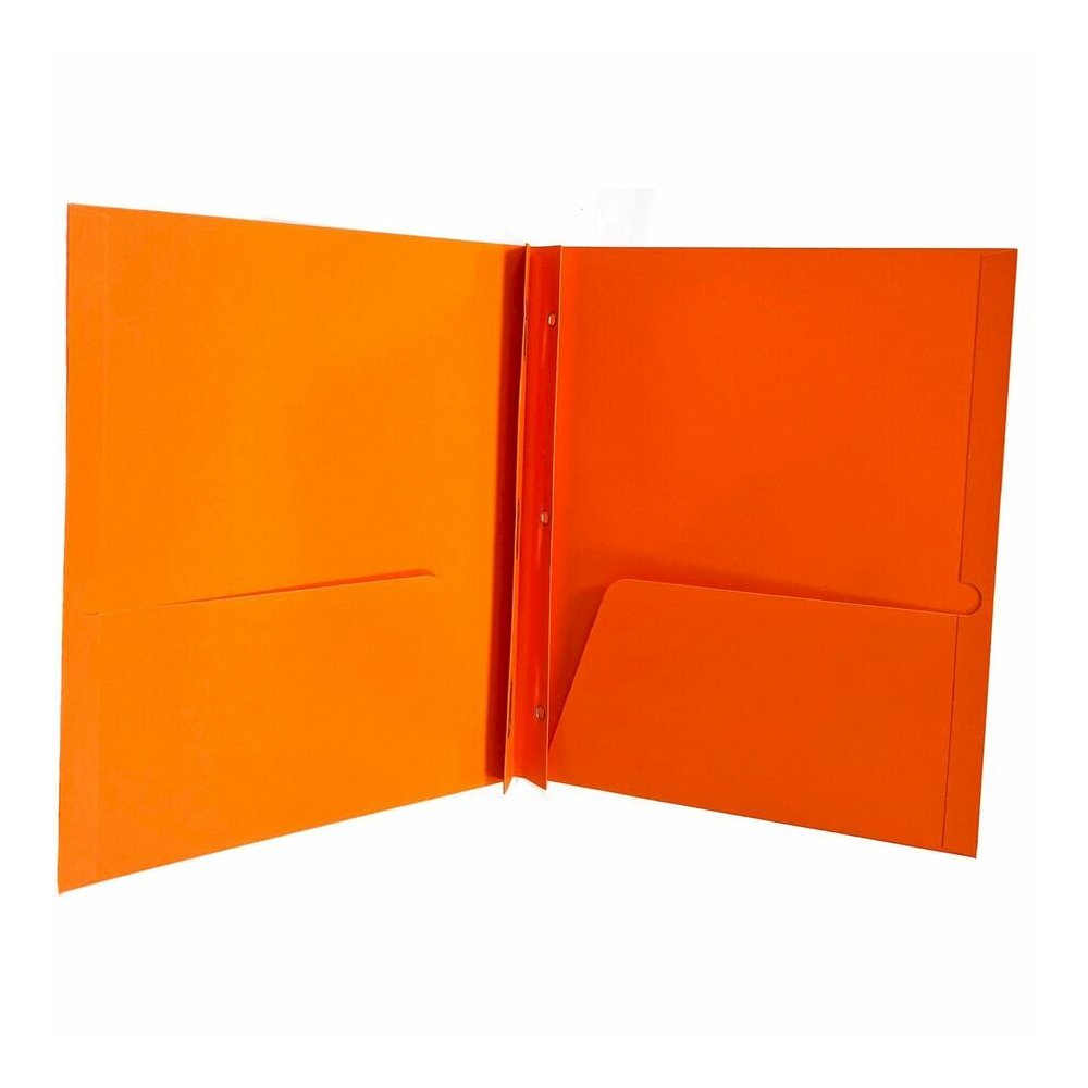 Sparco Letter Pocket Folder - 8 1/2" x 11" - 3 x Double Prong Fastener - 2 Internal Pocket - Orange - 25 / Box. Picture 6