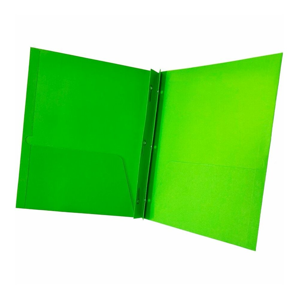 Sparco Letter Pocket Folder - 8 1/2" x 11" - 3 x Double Prong Fastener - 2 Internal Pocket - Apple Green - 1 Box. Picture 6
