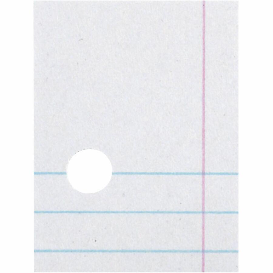 Decorol Recycled Filler Paper - 500 Sheets - Printed - College Ruled - Red Margin - 3 Hole(s) - Letter 8.5" x 11" - White Paper - 500 / Pack - 100% Recycled. Picture 4
