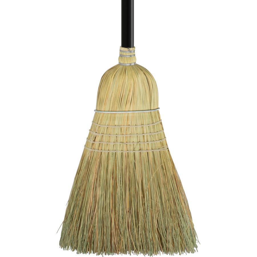Genuine Joe Warehouse Broom - Corn Fiber Bristle - 38" Handle Length - Lacquered Wood Handle - 1 Each - Natural. Picture 3