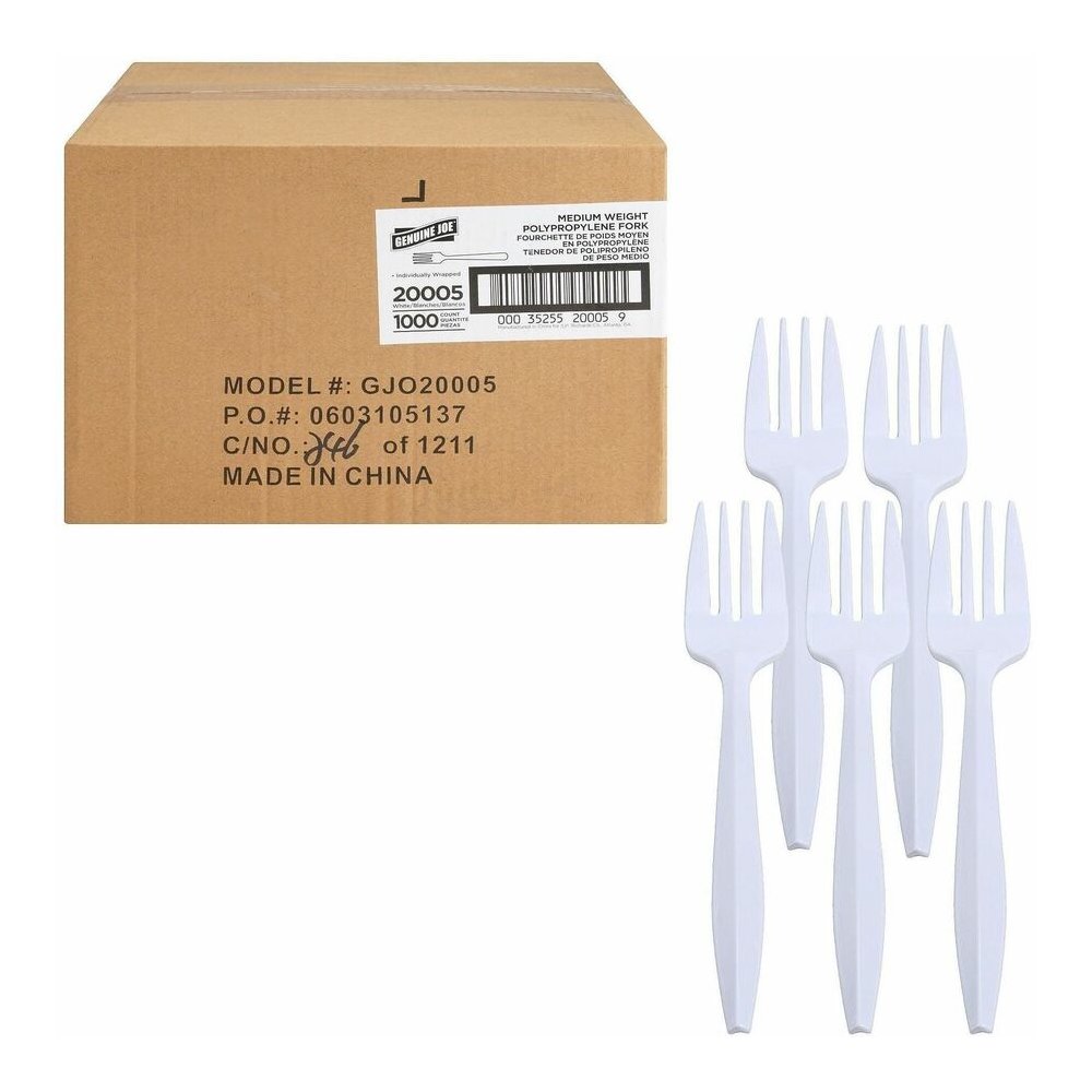 Genuine Joe Individually Wrapped Fork - 1 Piece(s) - Fork - 1 x Fork - Disposable - White - 1 Carton. Picture 10