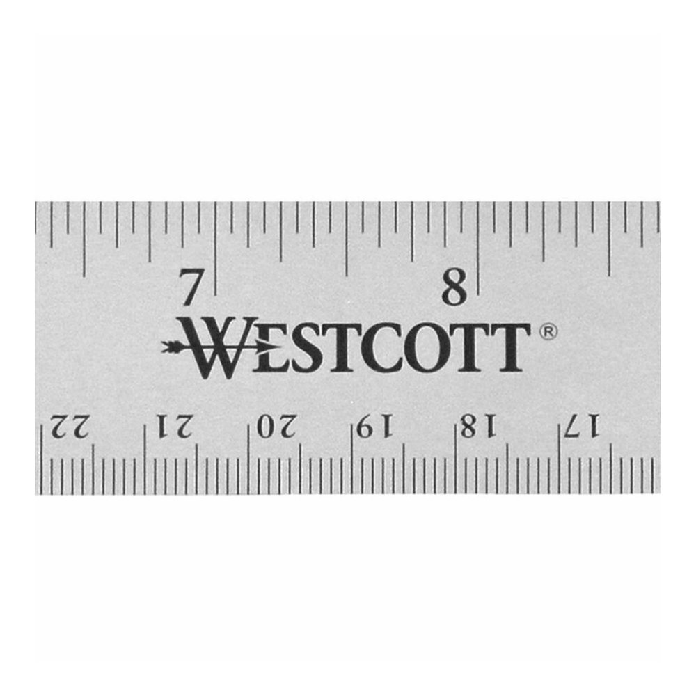 Westcott Stainless Steel Rulers - 15" Length x 1" Width - 1/16, 1/32 Graduations - Metric, Imperial Measuring System - Stainless Steel - Stainless Steel - 12 / Box. Picture 11