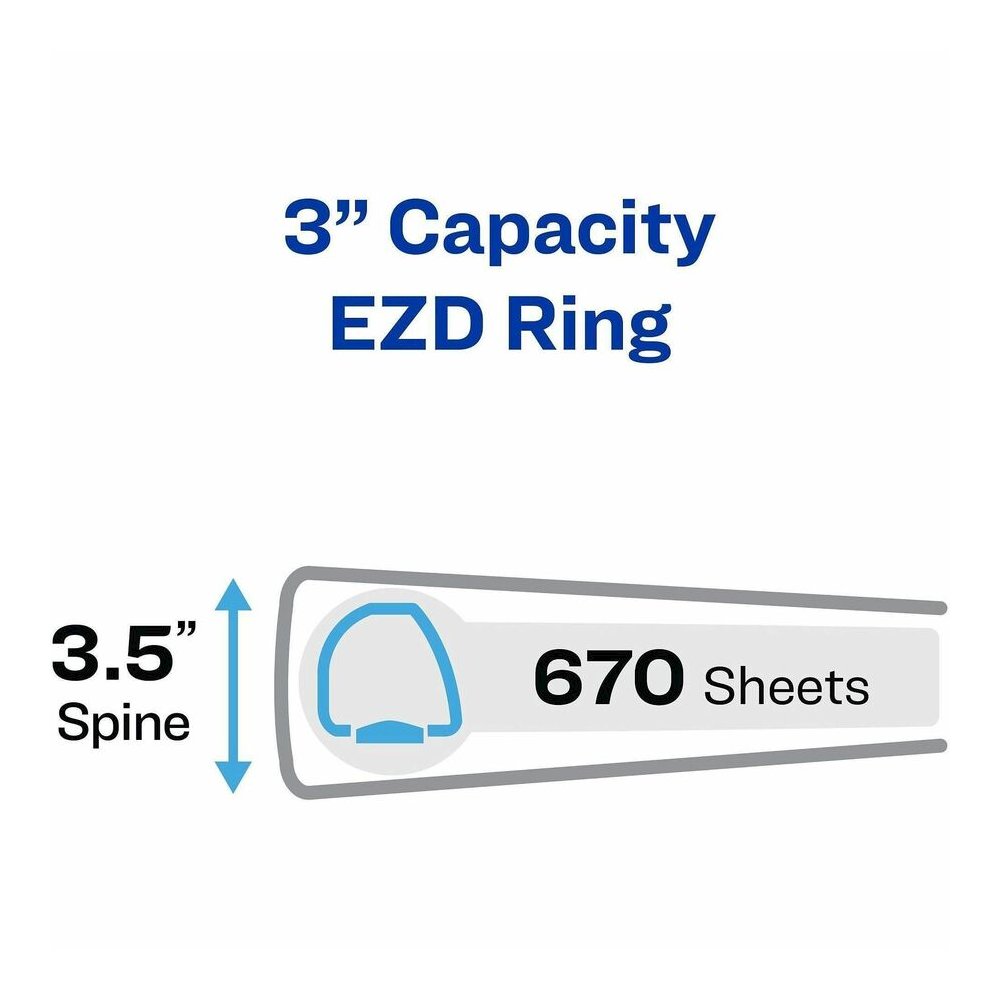 Avery&reg; Durable View Binders - EZD Rings - 3" Binder Capacity - Letter - 8 1/2" x 11" Sheet Size - 670 Sheet Capacity - 3 Ring - Fastener: D-Ring - Pocket: 4, Internal - Poly - Black - Recycled - E. Picture 6