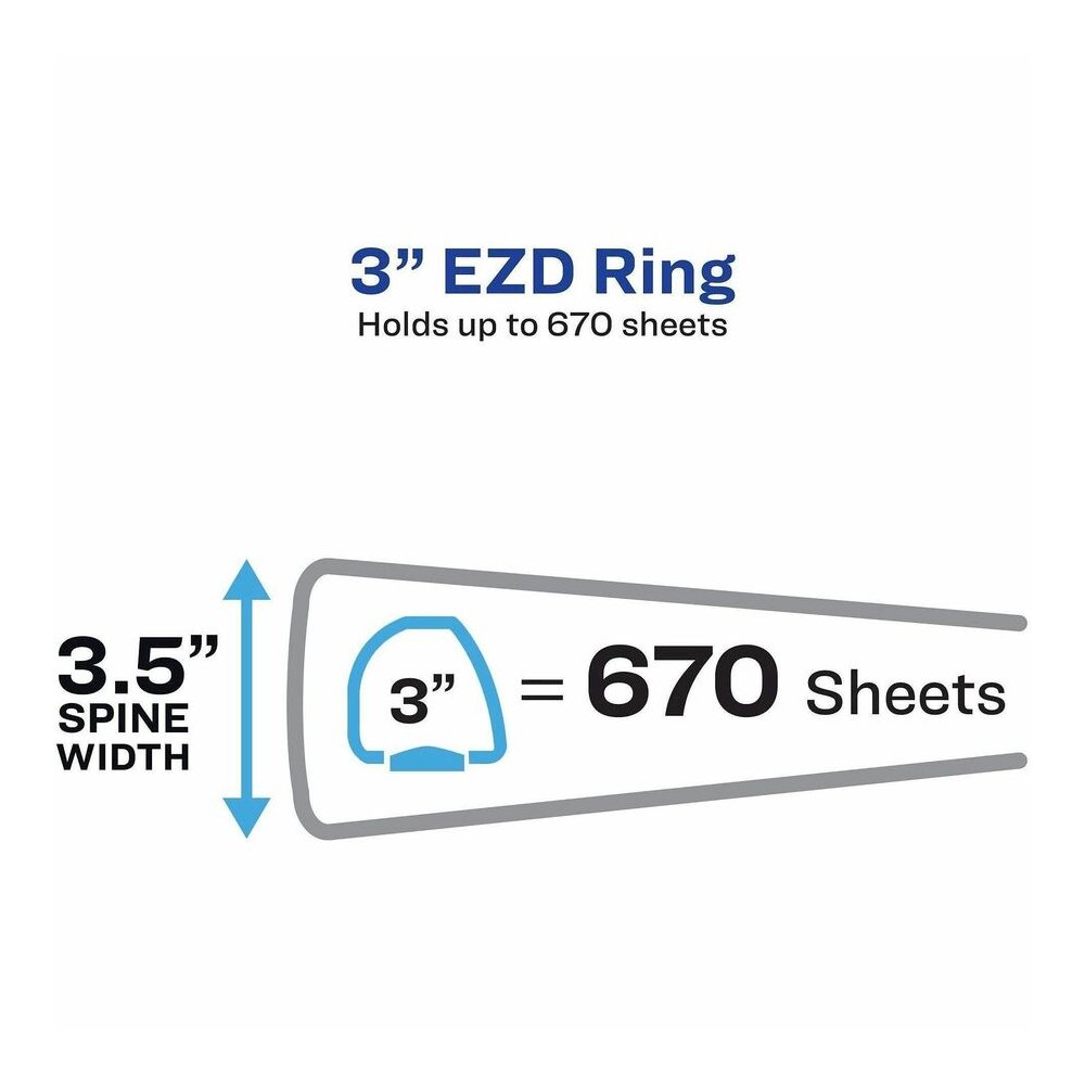 Avery&reg; Durable View Binders - EZD Rings - 3" Binder Capacity - Letter - 8 1/2" x 11" Sheet Size - 670 Sheet Capacity - 3 Ring - Fastener: D-Ring - Pocket: 4, Internal - Poly - White - Recycled - E. Picture 7