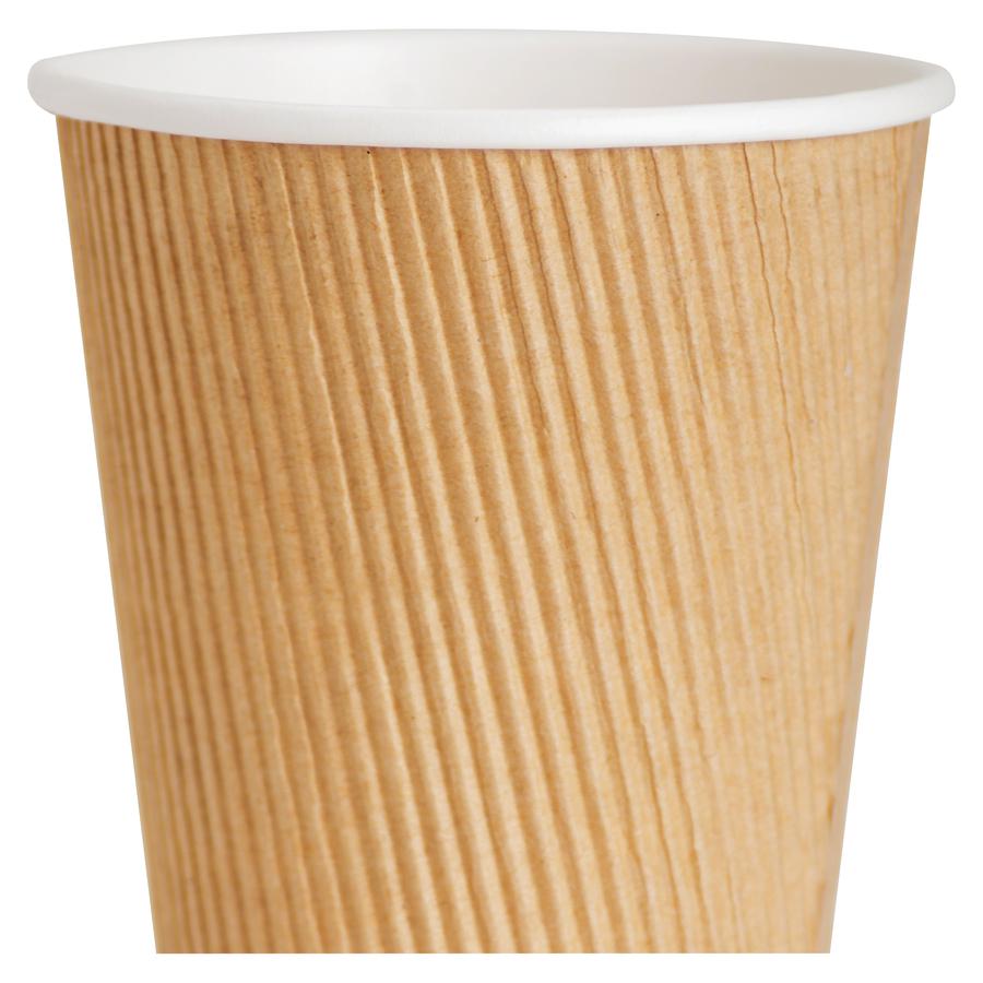 Genuine Joe 16 oz Rippled Hot Cups - 16 fl oz - Brown - Hot Drink, Hot Drink, Beverage - 25/Pack - 5 / Bundle. Picture 10
