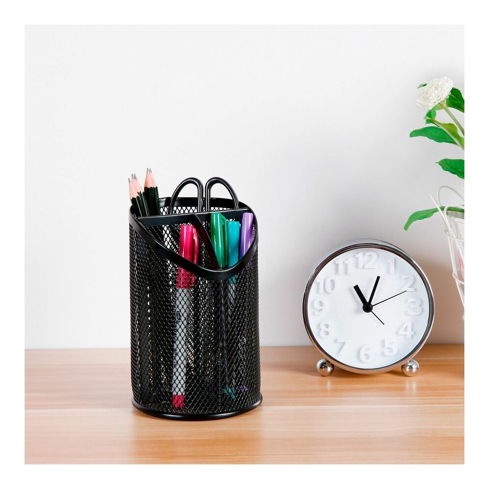 Lorell Mesh Desktop Organizer - 6.10" Height x 4.10" Width x 4.10" Length - Desktop - Durable, Snag Proof - Black - Metal - 1 Each. Picture 11