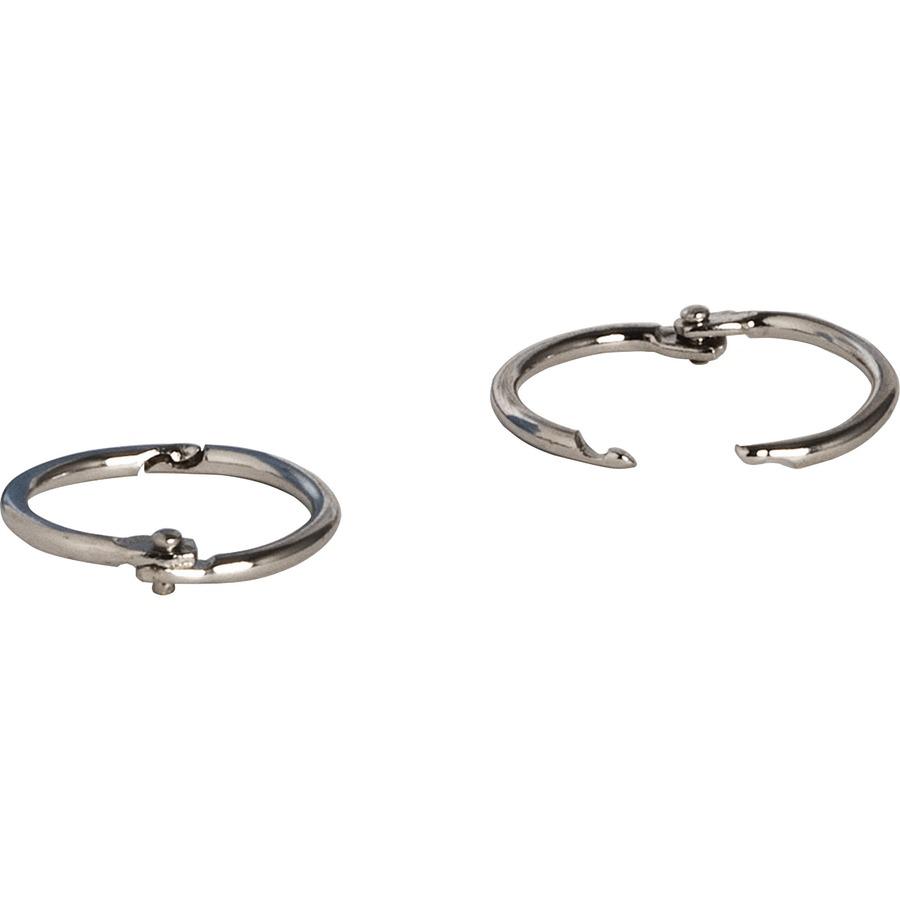 Business Source Standard Book Rings - 1" Diameter - Silver - Nickel Plated - 100 / Box. Picture 8