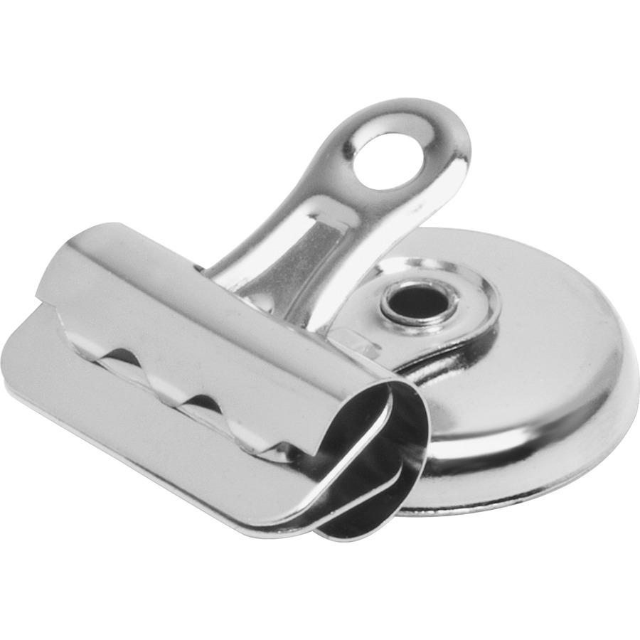 Business Source Magnetic Grip Clips Pack - No. 1 - 1.3" Width - for Paper - Magnetic, Heavy Duty - Silver - 18 / Box. Picture 7