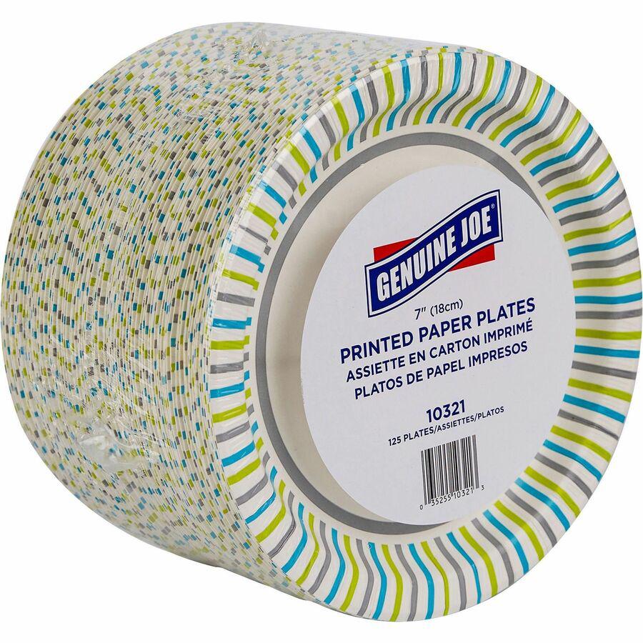 Genuine Joe 7" Printed Paper Plates - 125 / Pack - Disposable - 7" Diameter - Assorted - 4 / Carton. Picture 13