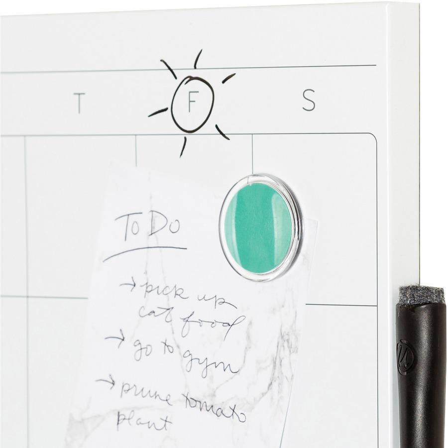U Brands Magnetic Dry Erase Calendar Board - 14.6" Height x 14" Width - White Painted Steel Surface - Square - Horizontal - 1 Each. Picture 3