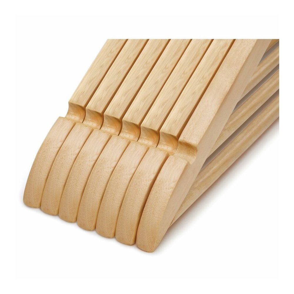 Lorell Wooden Coat Hangers - 7.2" Height x 13.8" Width - for Coat, Clothes, Garment - Wooden, Metal - Natural - 30 / Carton. Picture 14
