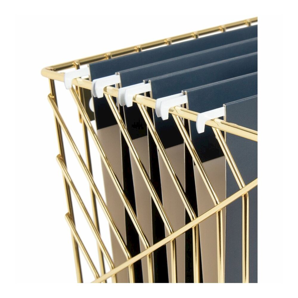 U Brands Vena Hanging File Basket - 6.80" Height x 9.50" Width x 12.40" Length - Desktop - Gold - Metal Wire - 1 Each. Picture 9
