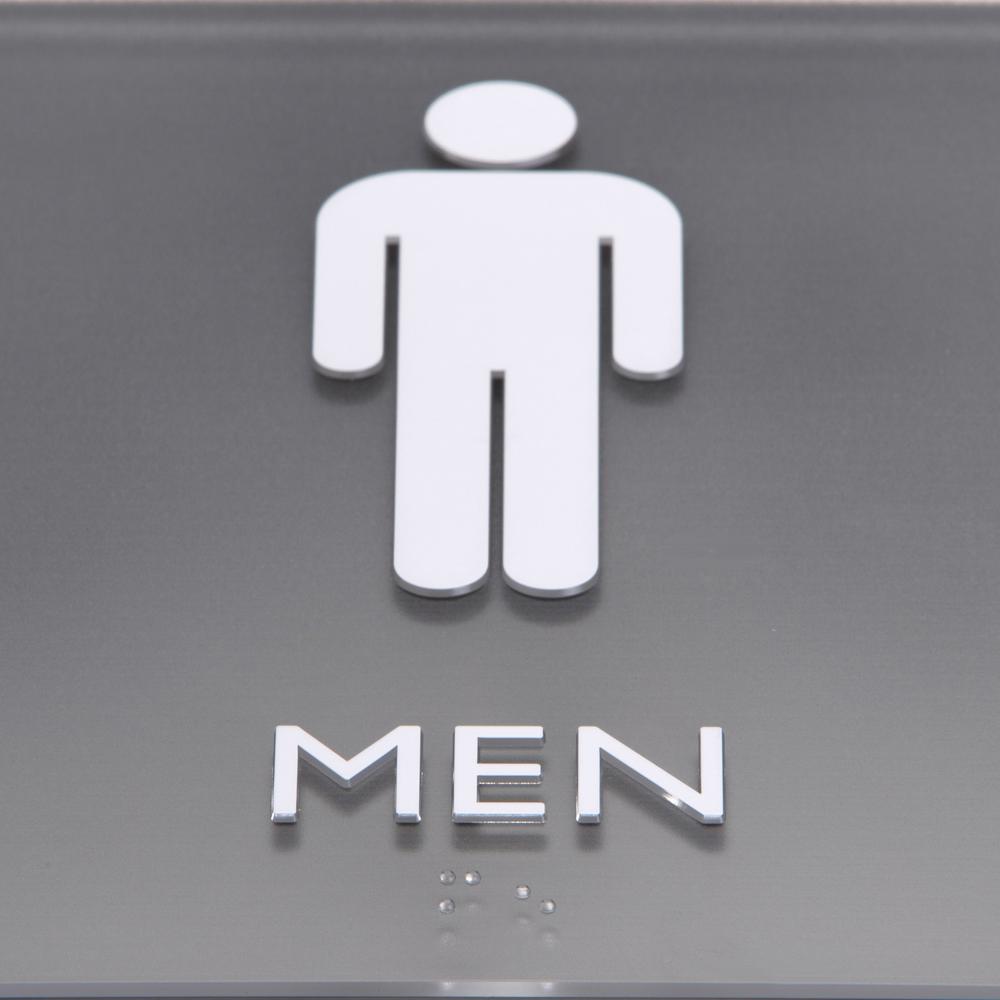 Lorell Men's Restroom Sign - Print/Message "Men" , "Toilette Men" - 8" Width x 8" Height - Square Shape - Surface-mountable - Easy Readability, Injection-molded - Restroom, Architectural - Plastic - B. Picture 10