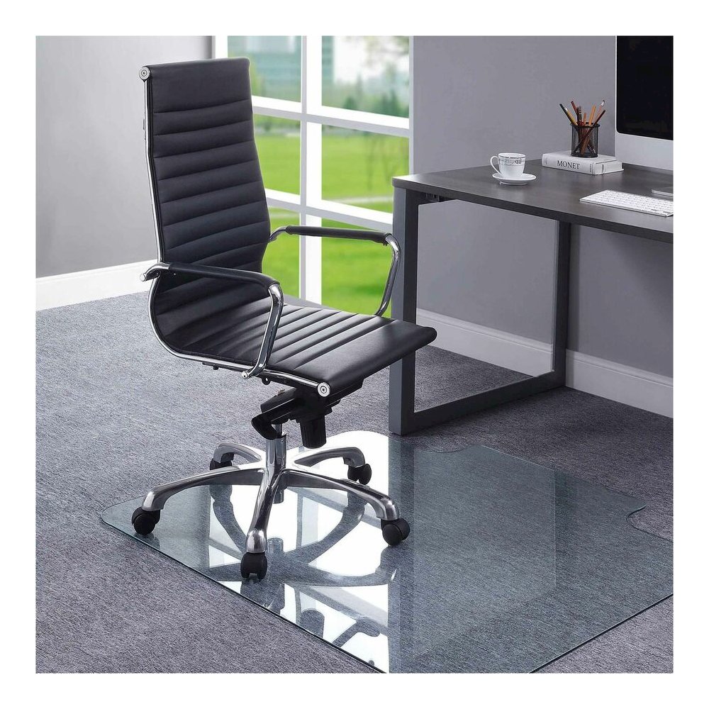 Lorell Tempered Glass Chairmat with Lip - Hardwood Floor, Carpet48" Width x 36" Depth - Lip Size 23" Length x 6" Width - Tempered Glass - Clear - 1 Each. Picture 6