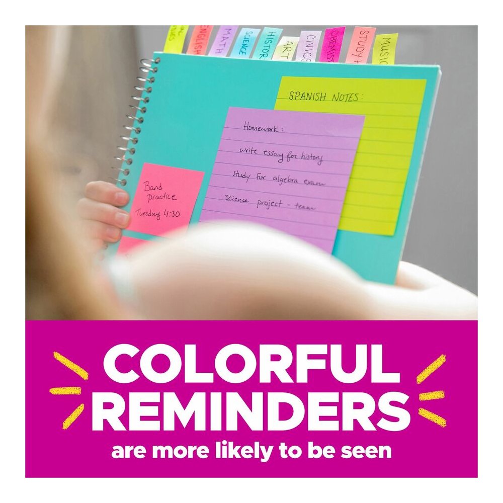 Post-it&reg; Super Sticky Dispenser Notes - Supernova Neons Color Collection - 3" Flag/Note Width x 3" Flag/Note Length - Square - 90 Sheets per Pad - Aqua Splash, Acid Lime, Guava - Paper - Super Sti. Picture 13