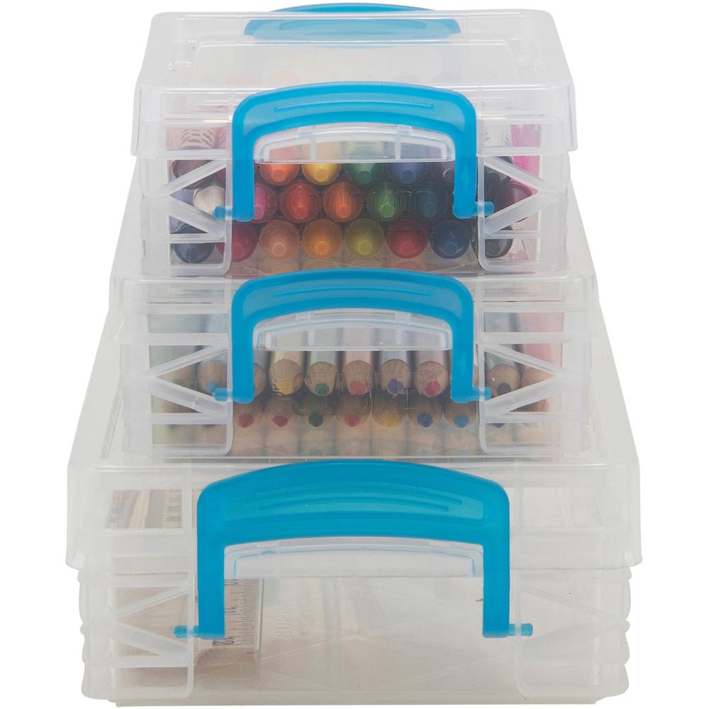 Super Stacker School Kit - Snap-tight Closure - Heavy Duty - Stackable - Plastic - Transparent - For Pen/Pencil, Marker, Crayon, Ruler, Office, School, Home, Paper Clip, Rubber Band, Craft Supplies, S. Picture 11