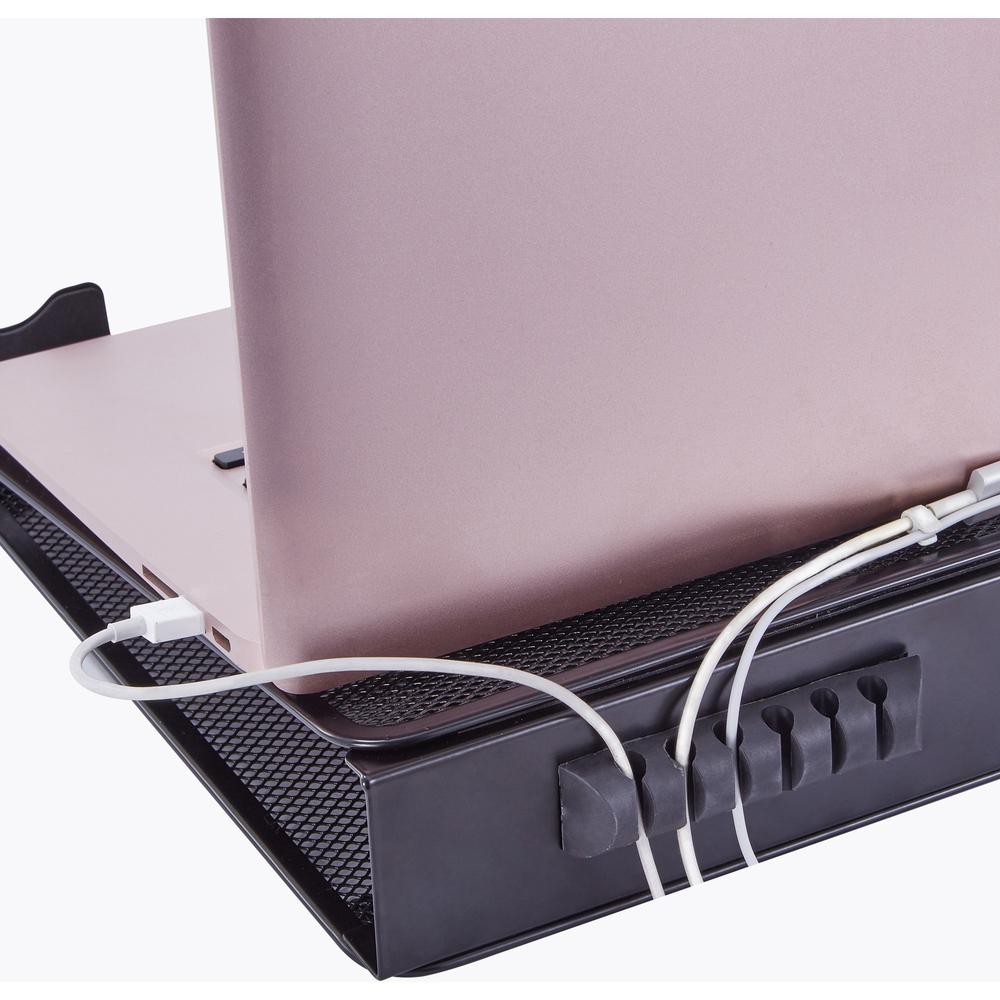 Lorell Mesh Laptop Stand - 3.50" Height x 13" Width x 11.50" Depth - Desktop - Steel, Metal - Black. Picture 8