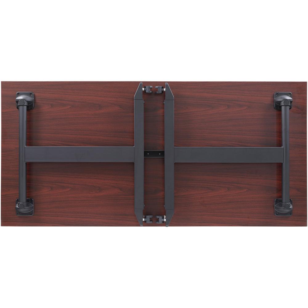 Lorell Mobile Folding Training Table - Rectangle Top - Powder Coated Base - 200 lb Capacity - 63" Table Top Width - 29.50" Height x 63" Width x 24" Depth - Assembly Required - Mahogany - Laminate Top . Picture 7
