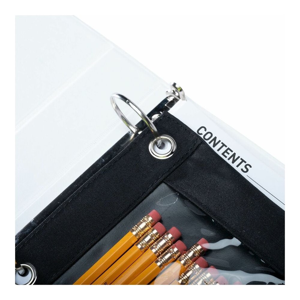 Business Source Binder Pencil Pouch - 10" Height x 7.4" Width - Black - 6 / Pack. Picture 12