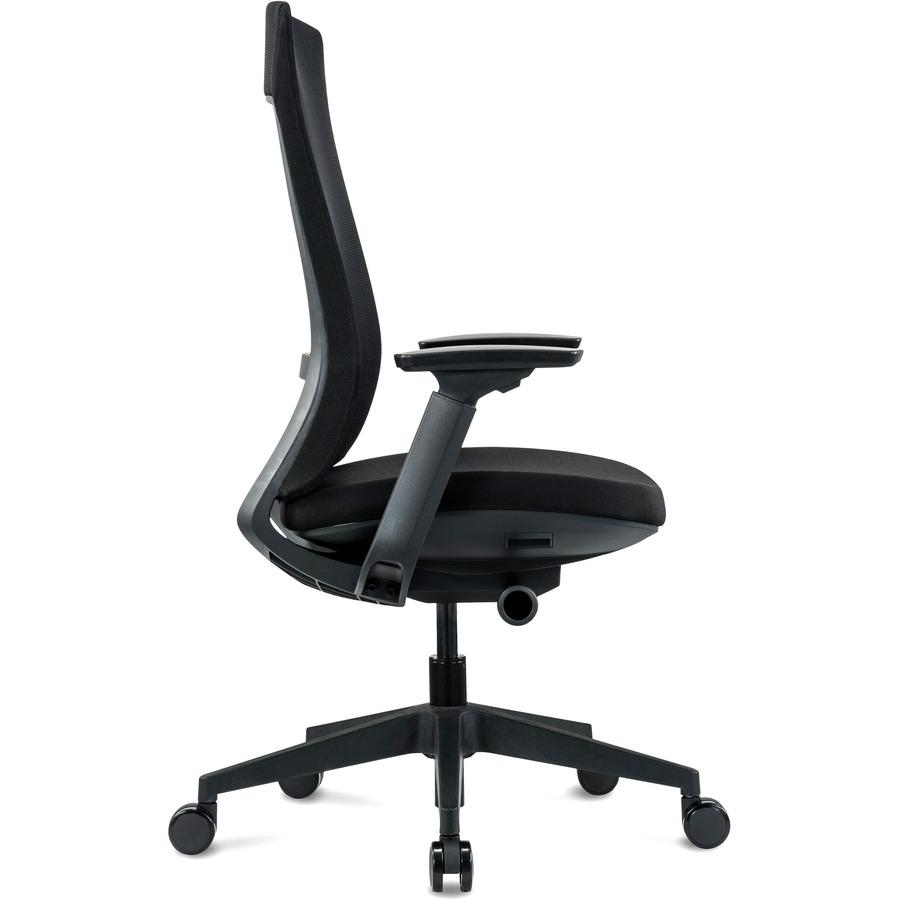 Eurotech Elevate Chair - Black Fabric Seat - Black Mesh Back - Black Frame - 5-star Base - Armrest - 1 Each. Picture 6