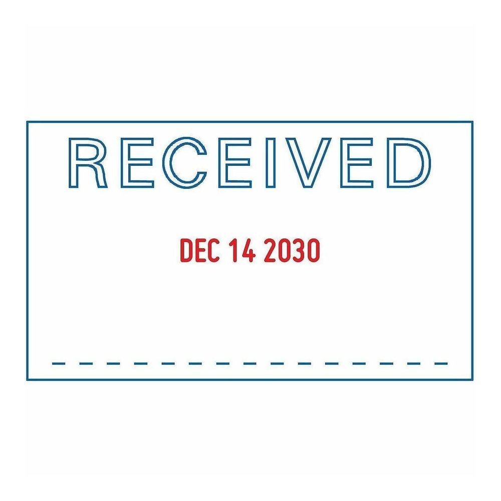 Trodat Received Date Stamp - Date Stamp - RECEIVED - 1" Impression Width x 1.63" Impression Length - 10000 Impression(s) - Blue, Red - Plastic - Recycled - 1 Each. Picture 15