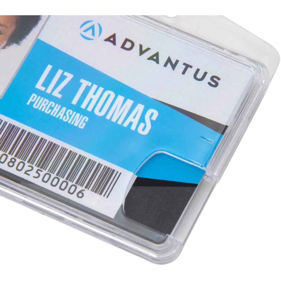 Advantus Plastic ID Card Holders - Horizontal/Vertical - Plastic - Clear - Rotating Clip - 25 / Pack. Picture 12