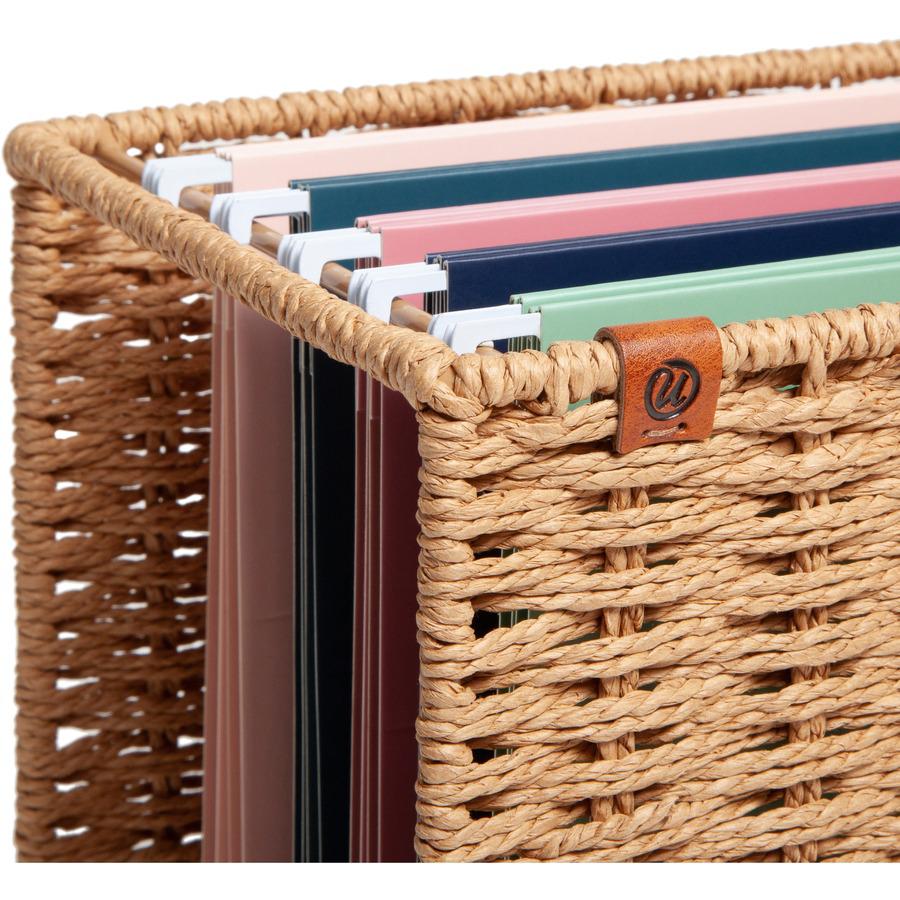 U Brands Woven File Basket - 10.20" Height x 13.80" Width x 7" Depth - Brown - 1 Each. Picture 8