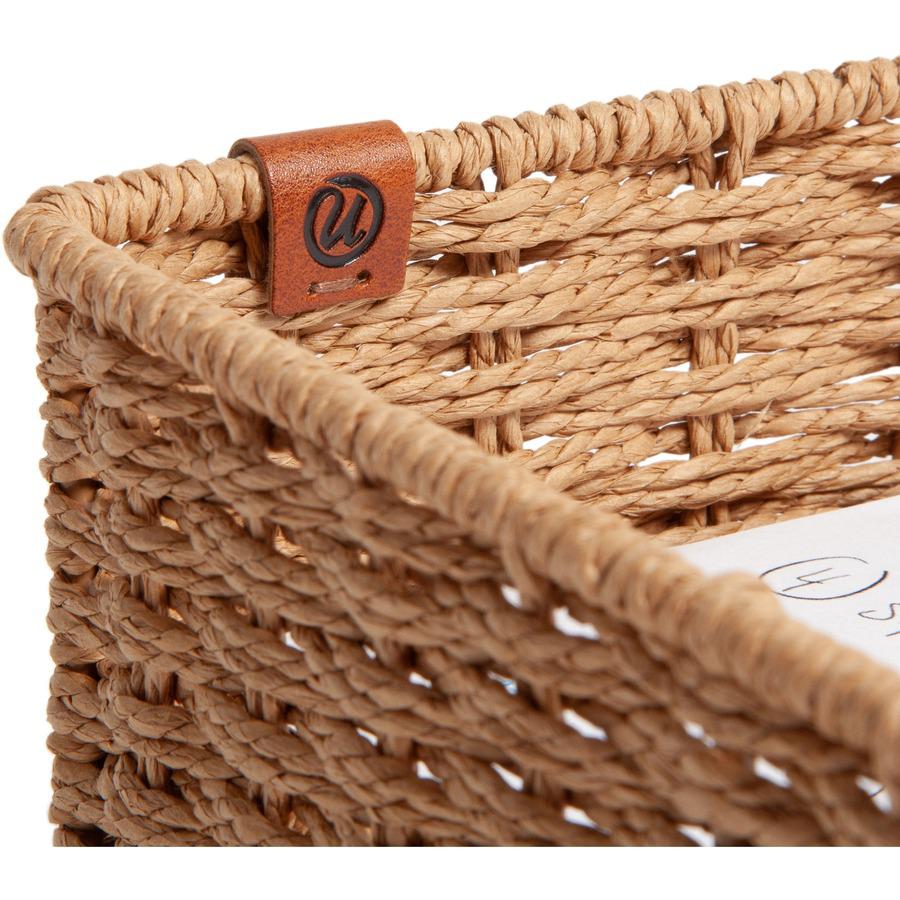 U Brands Woven Paper Tray - 12.60" Height x 9.70" Width x 4.60" Depth - Sturdy - Brown - 1 Each. Picture 8