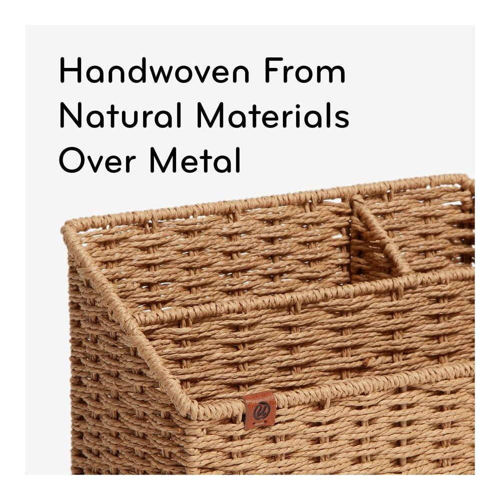 U Brands Woven All-in-1 Desk Organizer - 3 Compartment(s) - 5.70" Height x 10.20" Width x 4.90" Depth - Sturdy - Brown - 1 Each. Picture 15