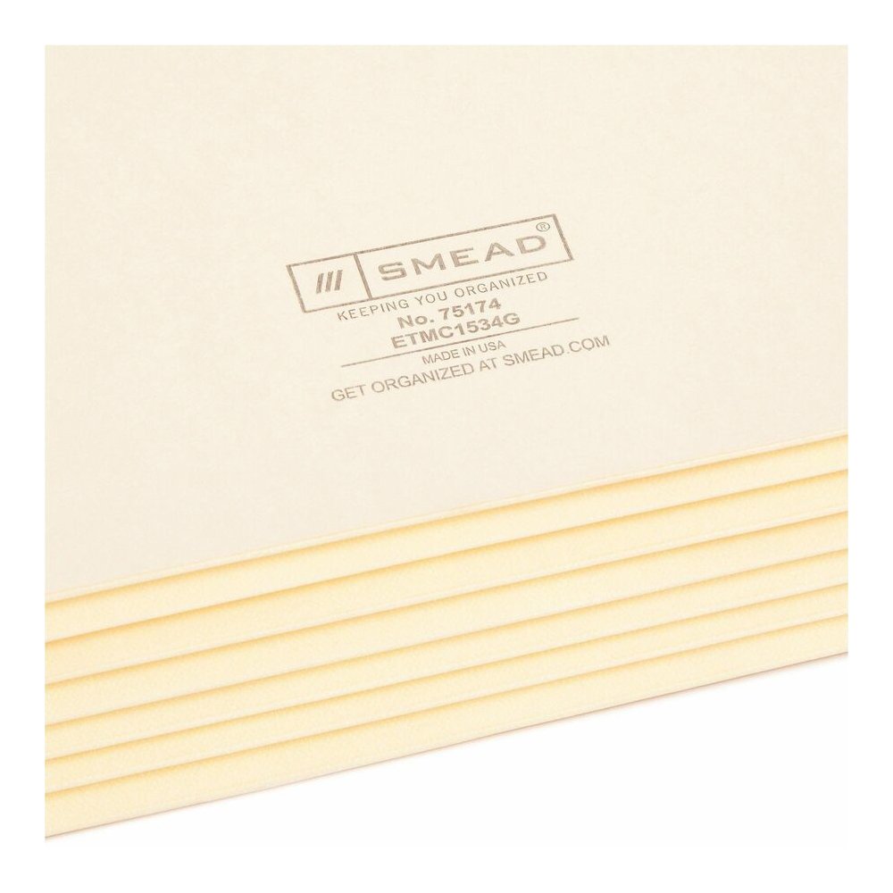 Smead Straight Tab Cut Letter Recycled File Pocket - 8 1/2" x 11" - 5 1/4" Expansion - 2 Plys - Manila Paper - Manila - Tear Resistant - 10% Recycled - 10 / Box. Picture 7