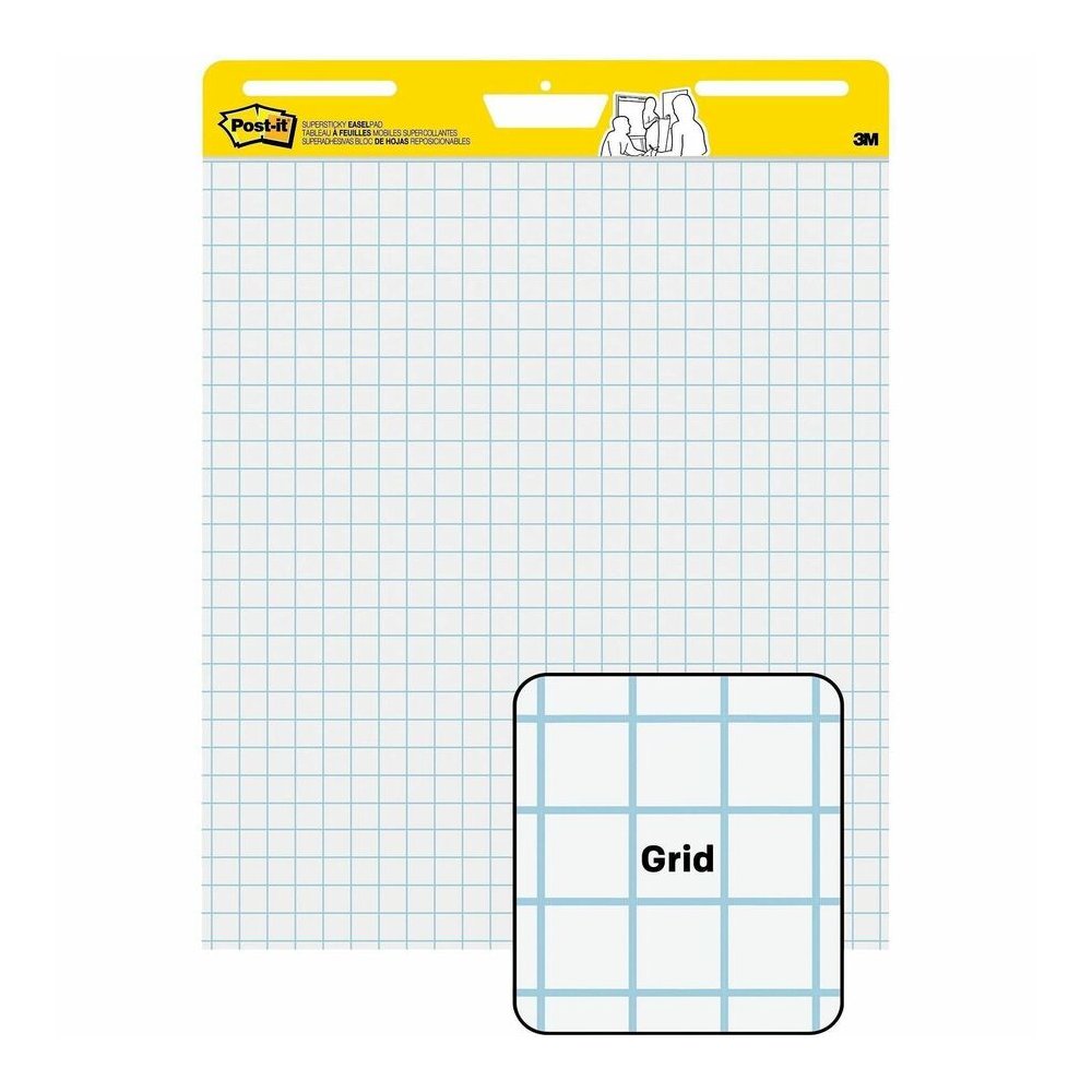 Post-it&reg; Self-Stick Easel Pad Value Pack - 30 Sheets - Stapled - Feint Front Ruling - Blue Margin - 18.50 lb Basis Weight - 25" x 30" Sheet Size - White Paper - Cardboard Cover - Self-adhesive, Re. Picture 10