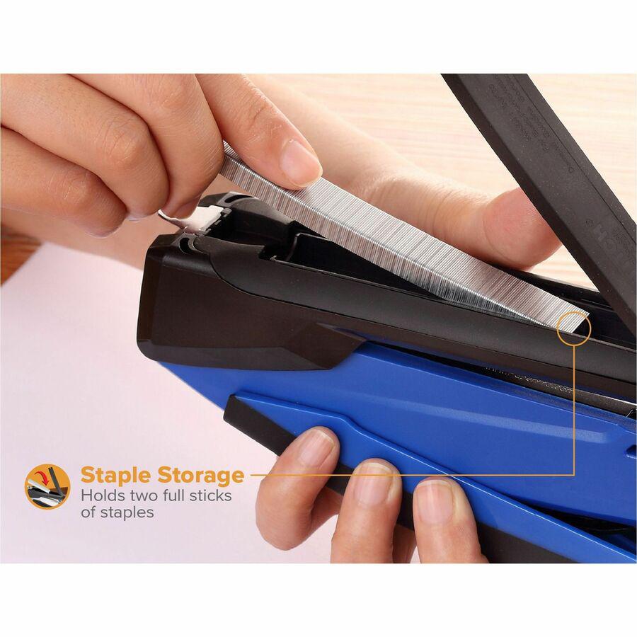 Bostitch InPower Spring-Powered Antimicrobial Desktop Stapler - Staples Upto 20 Sheet - Holds Upto 210 Staple - Full Strip - 4.50" Throat Depth - Blue - Rubber - 1 Each. Picture 16