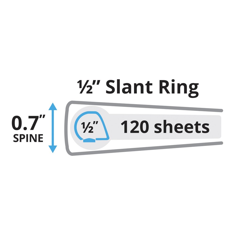 Avery&reg; Heavy-duty Nonstick View Binder - 1/2" Binder Capacity - Letter - 8 1/2" x 11" Sheet Size - 120 Sheet Capacity - 3 Ring - Fastener: Slant D-Ring - Pocket: 4, Internal - Poly - White - Recyc. Picture 8