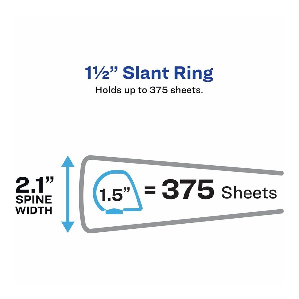 Avery&reg; Heavy-duty Nonstick View Binder - 1 1/2" Binder Capacity - Letter - 8 1/2" x 11" Sheet Size - 375 Sheet Capacity - 3 Ring - Fastener: Slant D-Ring - Pocket: 4, Internal - Poly - White - Rec. Picture 7