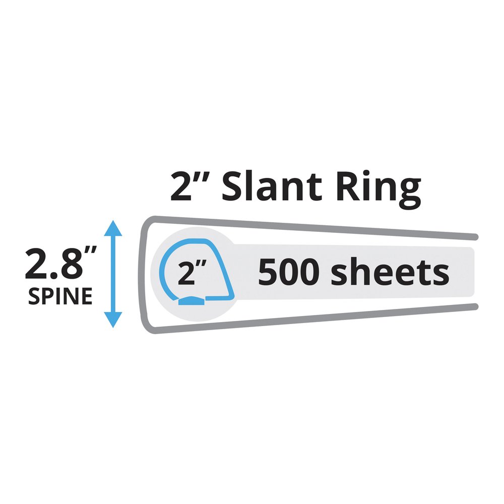 Avery&reg; Heavy-duty Nonstick View Binder - 2" Binder Capacity - Letter - 8 1/2" x 11" Sheet Size - 500 Sheet Capacity - 3 Ring - Fastener: Slant D-Ring - Pocket: 4, Internal - Poly - White - Recycle. Picture 7