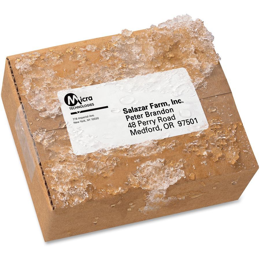 Avery&reg; Waterproof Labels, 2" x 4" , 500 Total (05523) - Waterproof - x 2" Width x 4" Length - Permanent Adhesive - Rectangle - Laser - Matte - White - Film - 10 / Sheet - 50 Total Sheets - 500 Tot. Picture 3