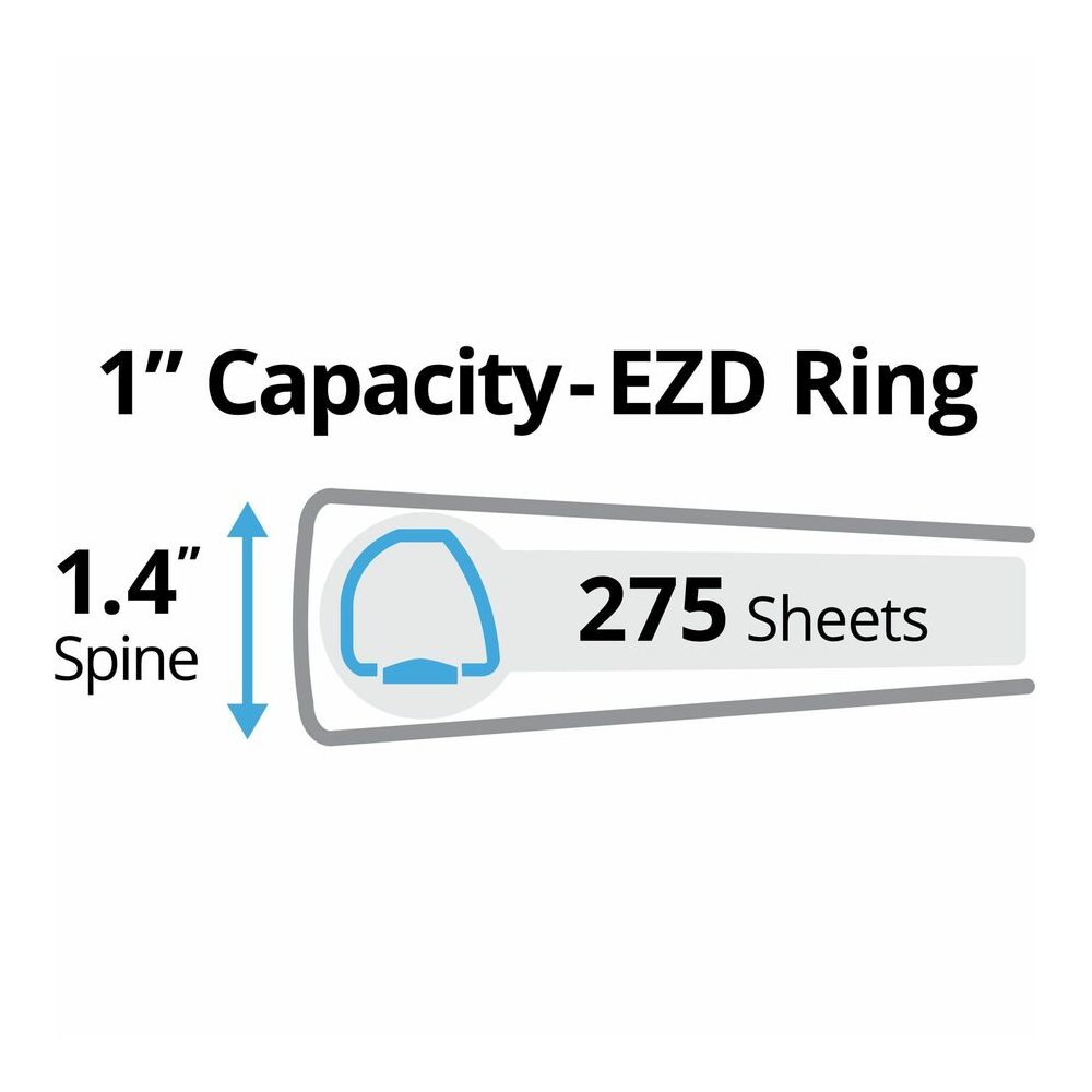 Avery&reg; Durable View Binder - EZD Rings - 1" Binder Capacity - Letter - 8 1/2" x 11" Sheet Size - 275 Sheet Capacity - 3 Ring - Fastener: D-Ring - Pocket: 4, Internal - Poly - White - Recycled - Ea. Picture 7