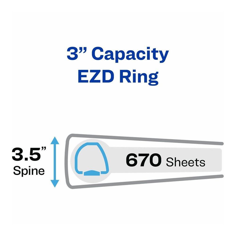 Avery&reg; Durable View Binder - EZD Rings - 3" Binder Capacity - Letter - 8 1/2" x 11" Sheet Size - 670 Sheet Capacity - 3 Ring - Fastener: D-Ring - Pocket: 4, Internal - Poly - Black - Recycled - Ea. Picture 6