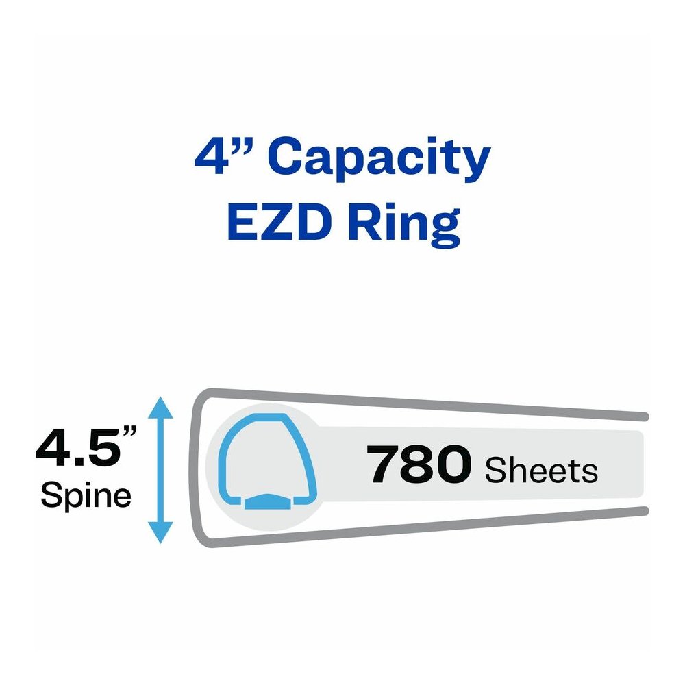 Avery&reg; Durable View Binder - EZD Rings - 4" Binder Capacity - Letter - 8 1/2" x 11" Sheet Size - 780 Sheet Capacity - 3 Ring - Fastener: D-Ring - Pocket: 4, Internal - Poly - Black - Recycled - Ea. Picture 5