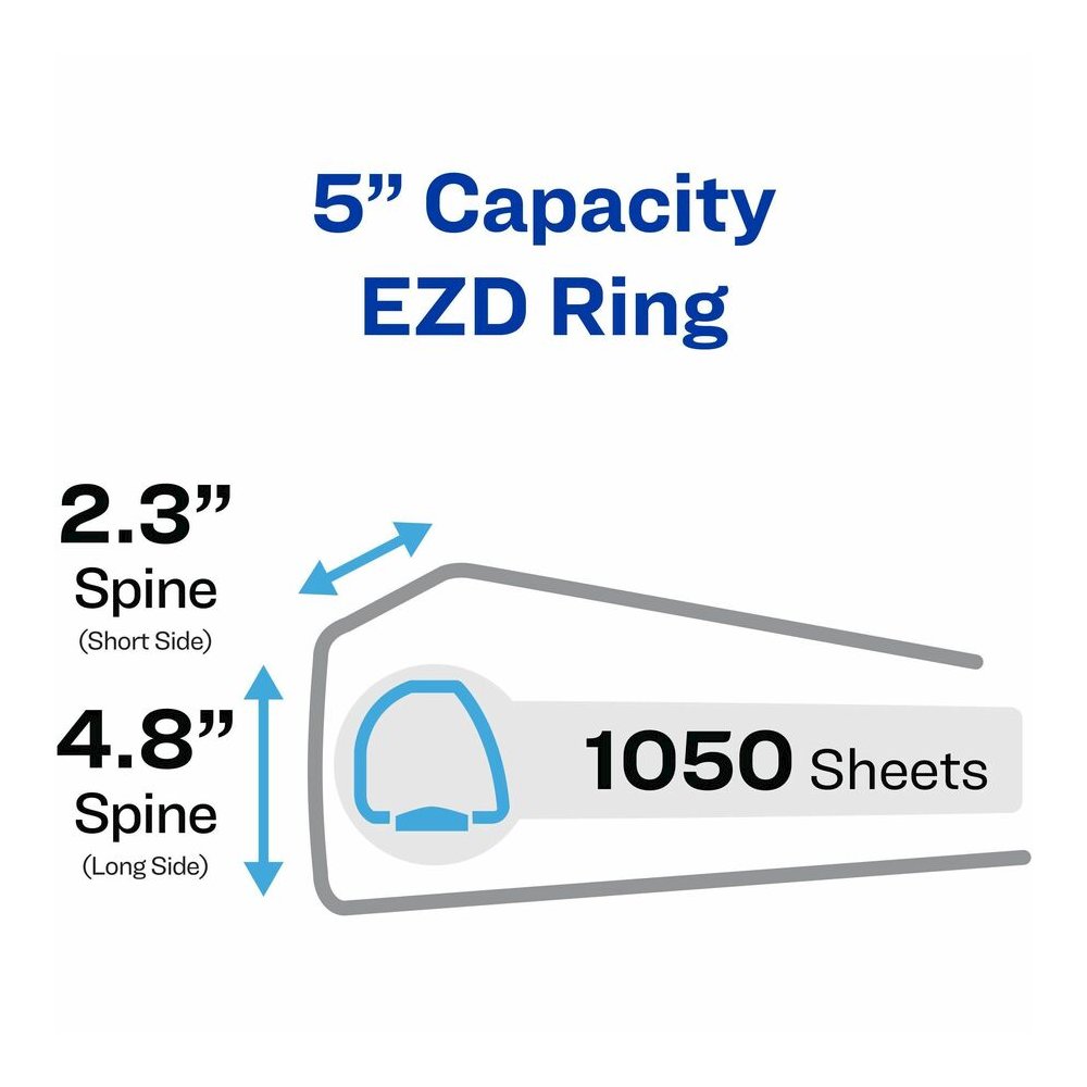Avery&reg; Durable View Binder - EZD Rings - 5" Binder Capacity - Letter - 8 1/2" x 11" Sheet Size - 1050 Sheet Capacity - 3 Ring - Fastener: D-Ring - Pocket: 4, Internal - Poly - White - Recycled - E. Picture 7