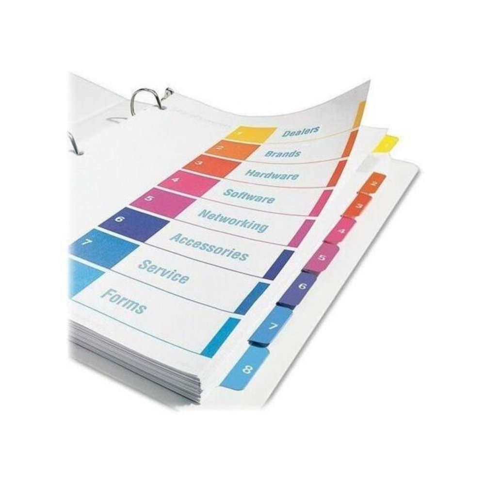 Avery Ready Index 8 Tab Dividers, Customizable TOC, 6 Sets (11186) - 48 x Divider(s) - 48 Tab(s) - Digit - 1-8 - 8 Tab(s)/Set - 8.5" Divider Width x 11" Divider Length - 3 Hole Punched - White Paper D. Picture 4