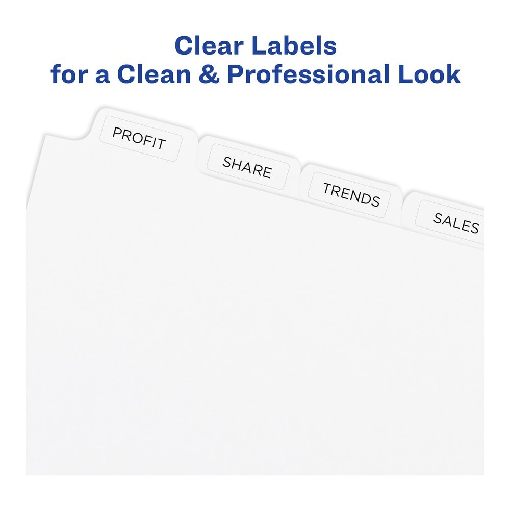 Avery&reg; Print & Apply Clear Label Dividers - Index Maker Easy Peel Printable Labels - 8 Blank Tab(s) - 8 Tab(s)/Set - 8.5" Divider Width x 11" Divider Length - Letter - White Divider - White Tab(s). Picture 10