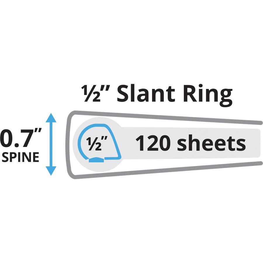 Avery&reg; Durable View 3 Ring Binder - 1/2" Binder Capacity - Letter - 8 1/2" x 11" Sheet Size - 120 Sheet Capacity - 3 x Slant Ring Fastener(s) - 2 Pocket(s) - Polypropylene - Recycled - Pocket, Dur. Picture 6